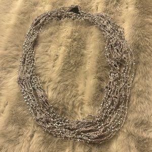 Silver beaded scarf necklace. Never worn.